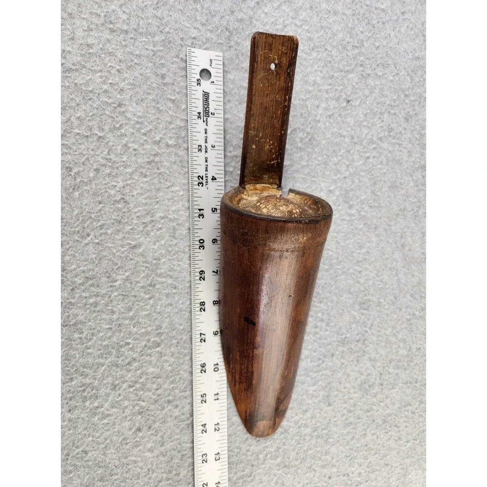 Vtg Primitive Wooden Bamboo? Farm Scoop Spoon Merchant Shovel Rustic * Damaged *
